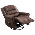 Massage Rocker Recliner Chair Rocking Chairs For Adults Oversized With Usb Charge Port Soft Features A Manual Massage And Heat.Brown Brown Faux Leather Manual Push Button Metal Soft Heavy Duty Square Arms Foam Metal & Wood