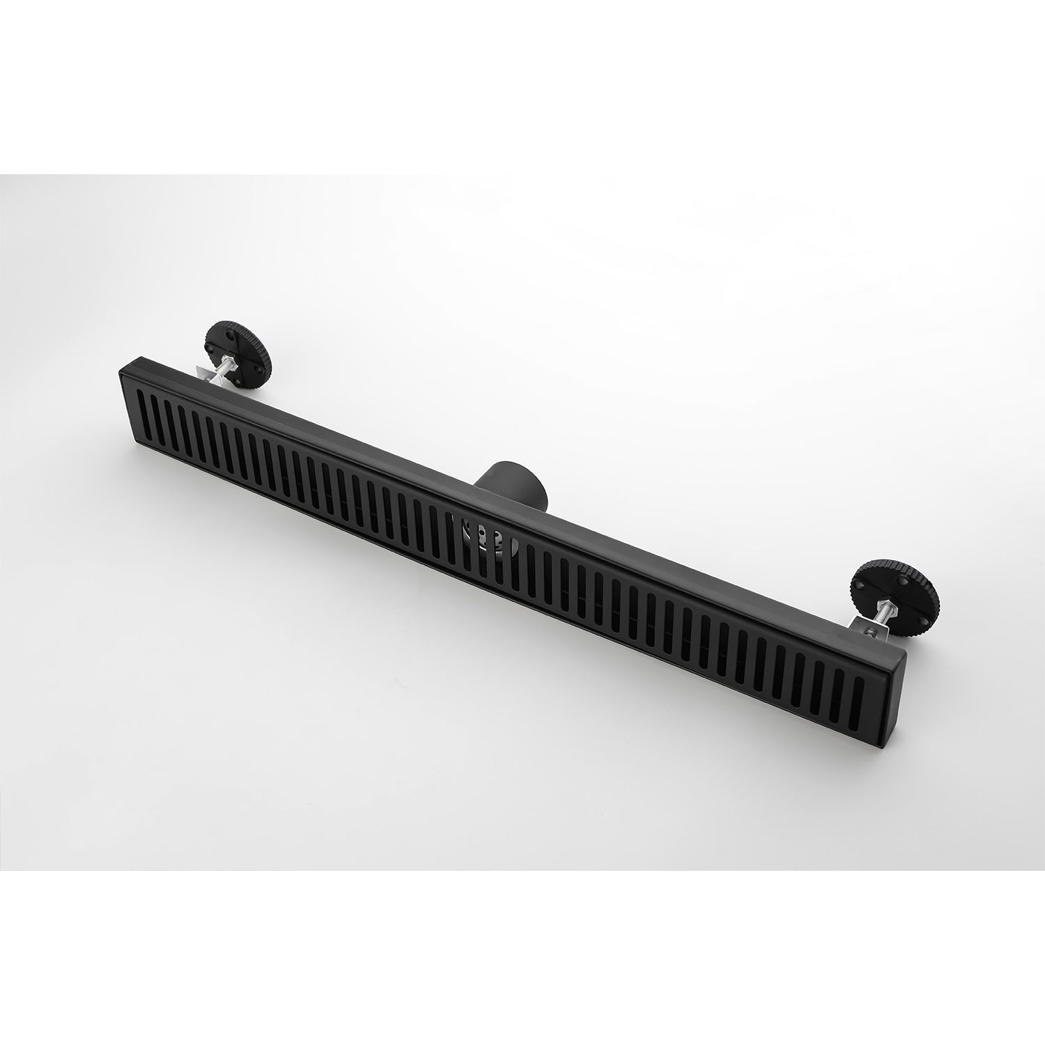 24 Inches Linear Shower Drain, Included Hair Strainer And Leveling Feet Matt Black Stainless Steel