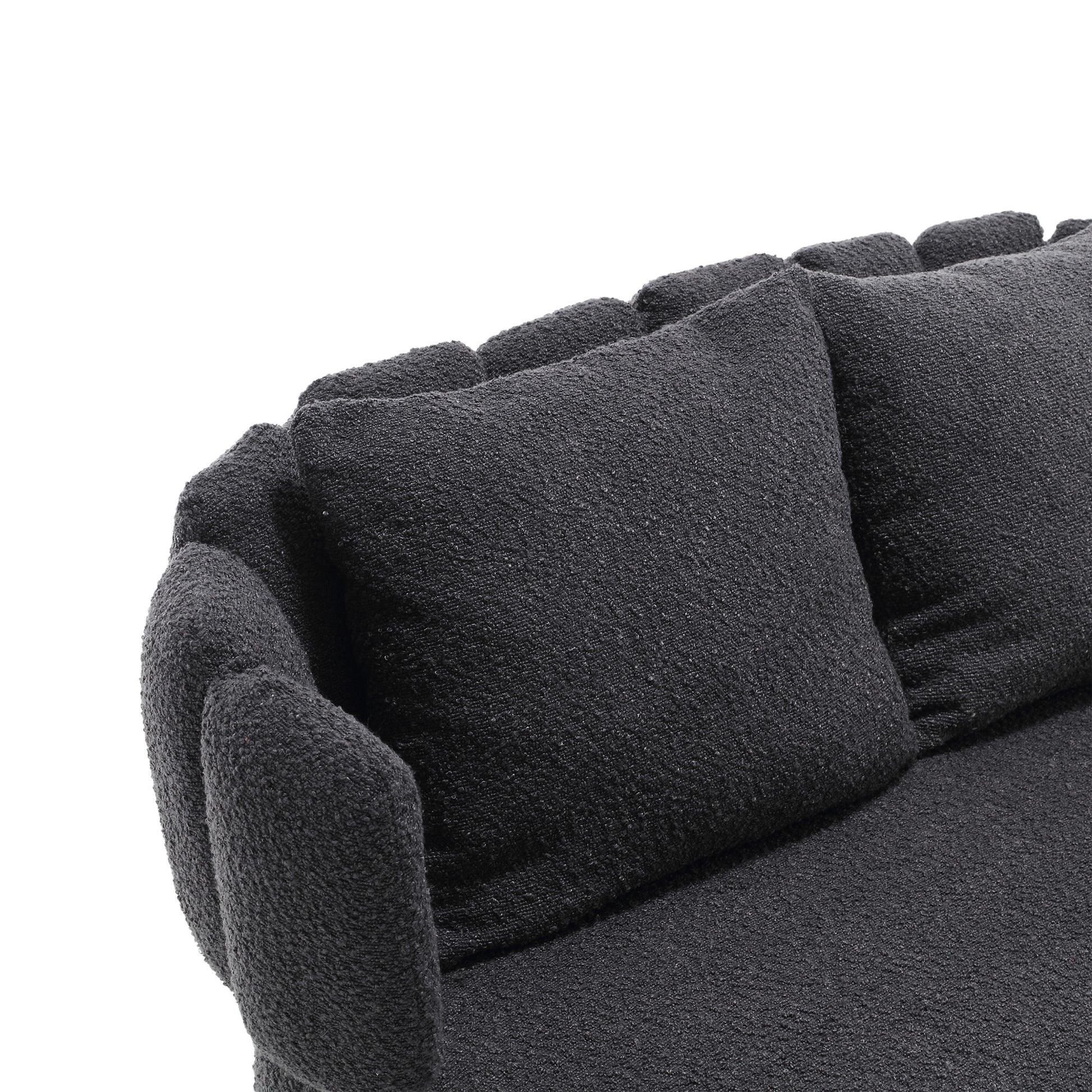 Coolmore Polyester Accent Sofa Modern Upholstered Armsofa Tufted Sofa With Metal Frame, Single Leisure Sofa For Living Room Bedroom Office Balcony Black Boucle