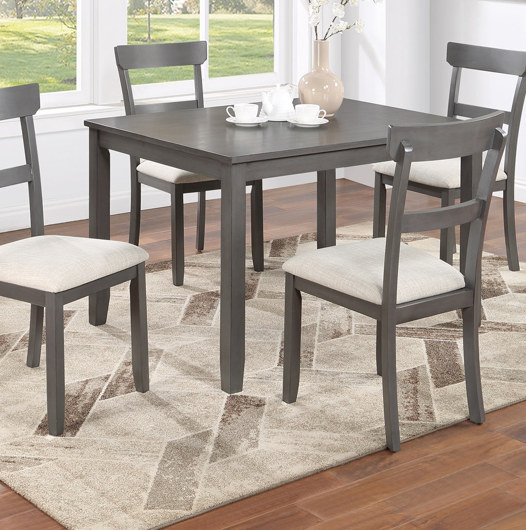 Classic Stylish Gray Natural Finish 5Pc Dining Set Kitchen Dinette Wooden Top Table And Chairs Cushions Seats Ladder Back Chair Dining Room Gray Wood Dining Room Rectangular Dining Table With Chair Upholstered Chair Wood Natural Grey Ladder Back Seats 4