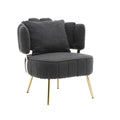 Coolmore Boucle Accent Chair Modern Upholstered Armchair Tufted Chair With Metal Frame, Single Leisure Chairs For Living Room Bedroom Black Boucle