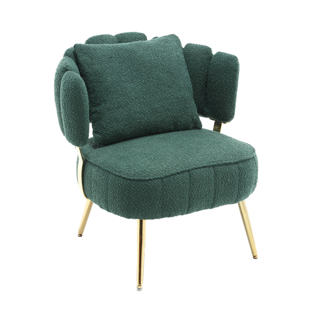 Coolmore Boucle Accent Chair Modern Upholstered Armchair Tufted Chair With Metal Frame, Single Leisure Chairs For Living Room Bedroom Emerald Boucle