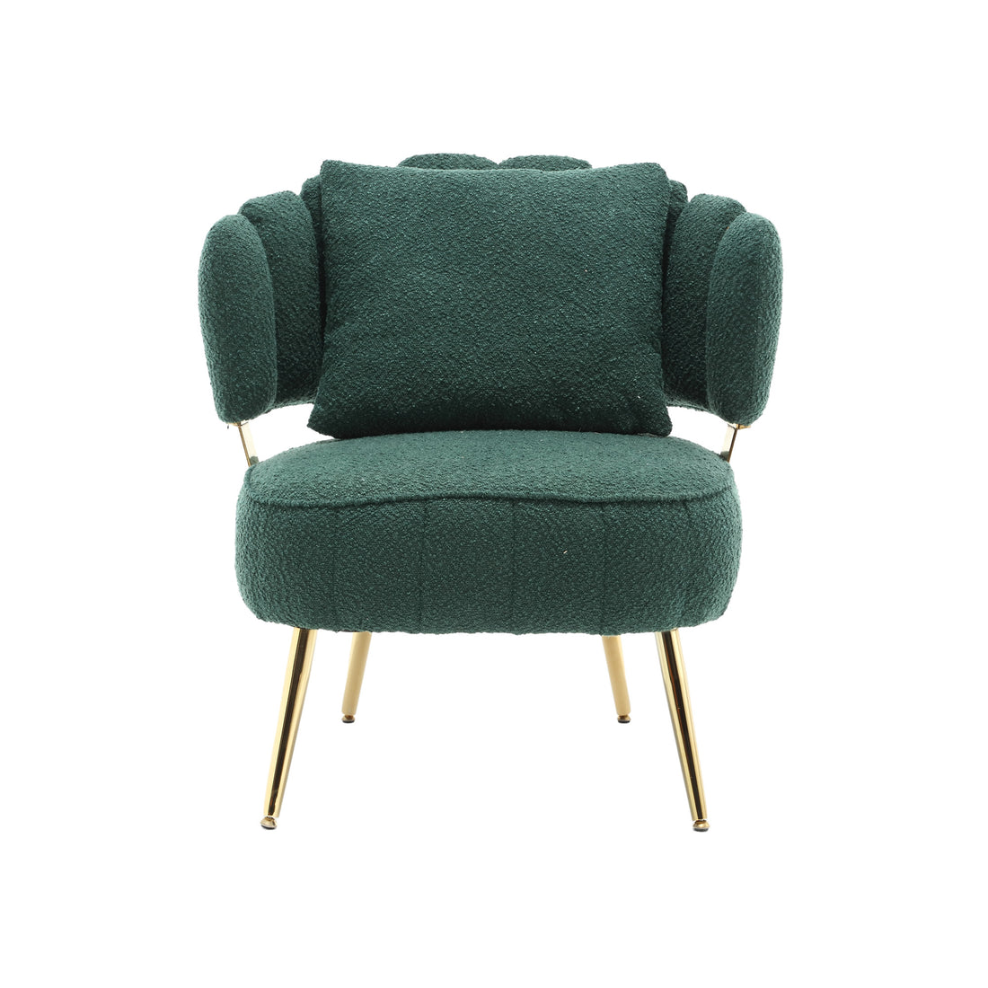 Coolmore Boucle Accent Chair Modern Upholstered Armchair Tufted Chair With Metal Frame, Single Leisure Chairs For Living Room Bedroom Emerald Boucle
