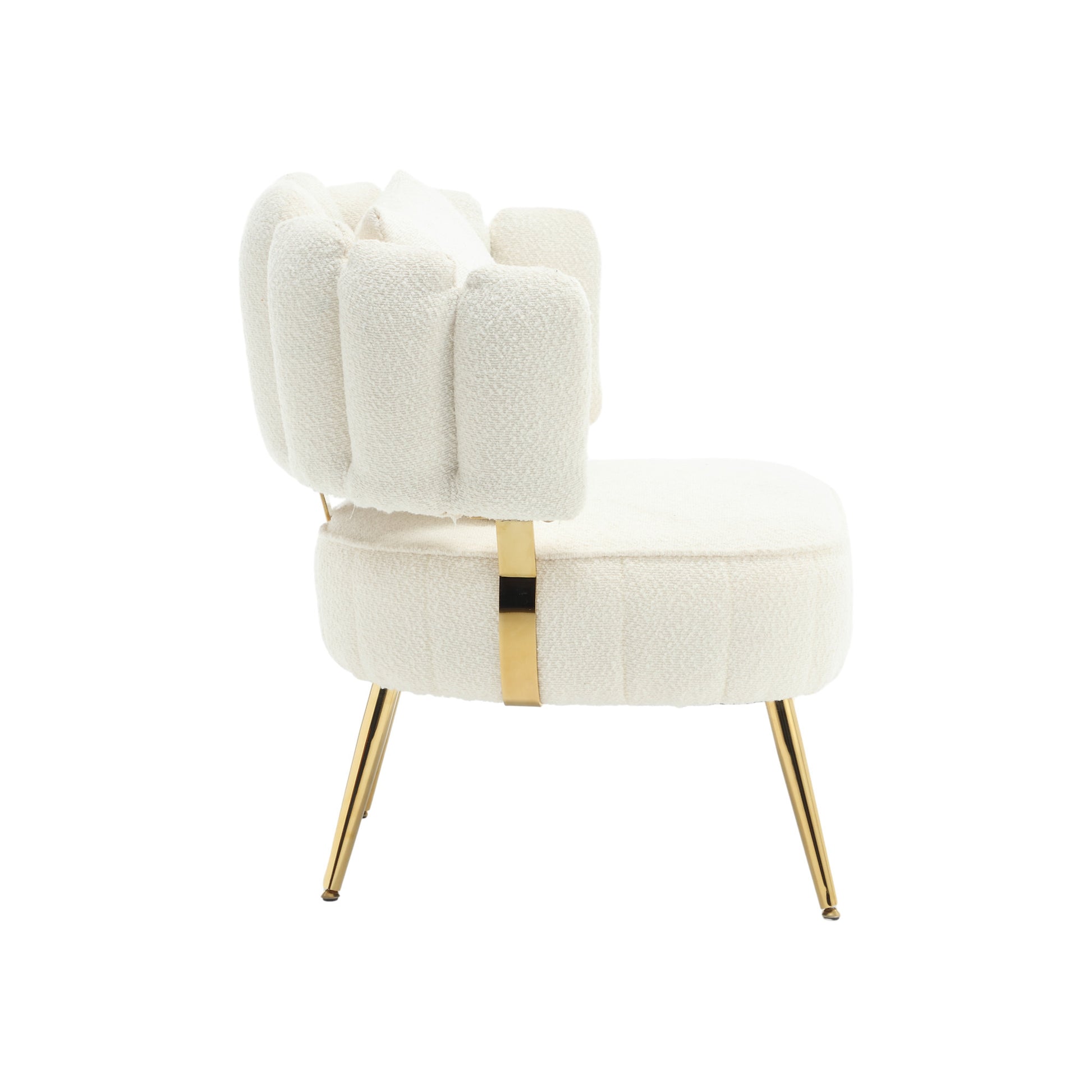 Coolmore Boucle Accent Chair Modern Upholstered Armchair Tufted Chair With Metal Frame, Single Leisure Chairs For Living Room Bedroom Beige Boucle