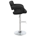 Black And Chrome Adjustable Bar Stool Solid Black Dining Room Foam Spot Clean Contemporary,Modern Bar Stools Tufted Back Foam Faux Leather