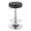 Black And Chrome Adjustable Hydraulic Bar Stool Black Silver Dining Room Foam Spot Clean Round Contemporary,Modern Bar Stools Foam Faux Leather