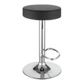 Black And Chrome Adjustable Hydraulic Bar Stool Black Silver Dining Room Foam Spot Clean Round Contemporary,Modern Bar Stools Foam Faux Leather