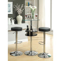 Black And Chrome Adjustable Hydraulic Bar Stool Black Silver Dining Room Foam Spot Clean Round Contemporary,Modern Bar Stools Foam Faux Leather