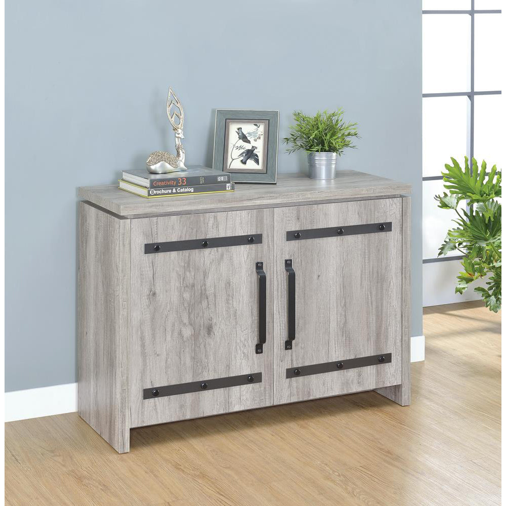 Grey Driftwood 2 Door Accent Cabinet Standard 3 4 Shelves Gray Gray Primary Living Space Adjustable Shelves Transitional Wood