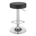 Black And Chrome Adjustable Hydraulic Bar Stool Black Silver Dining Room Foam Spot Clean Round Contemporary,Modern Bar Stools Foam Faux Leather