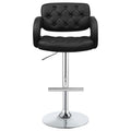 Black And Chrome Adjustable Bar Stool Solid Black Dining Room Foam Spot Clean Contemporary,Modern Bar Stools Tufted Back Foam Faux Leather