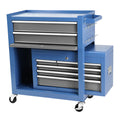 Rolling Tool Chest With Wheels 8 Drawers, Assembled Tool Cabinet Combo With Drawers, Detachable Organizer Tool Chests, Mobile Lockable Tool Box For Workshop Mechanics Garage Blue Grey Steel