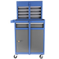 Tool Chest, 5 Drawer Rolling Tool Storage Cabinet with blue+grey-steel