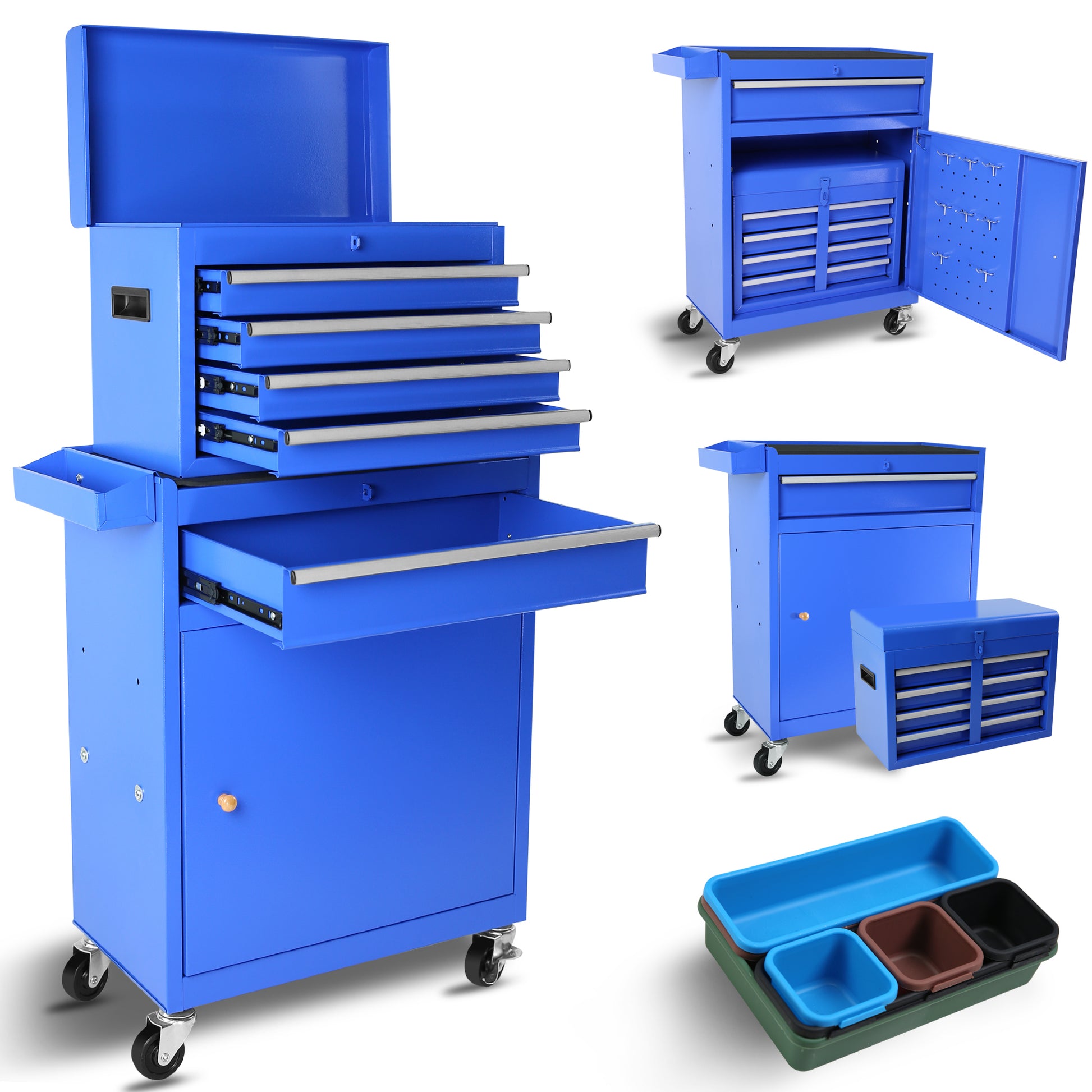 5 Drawer Rolling Tool Chest, High Capacity Tool blue-steel