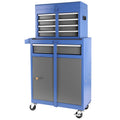 Tool Chest, 5 Drawer Rolling Tool Storage Cabinet with blue+grey-steel