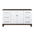 Contemporary White And Cherry Finish 1Pc Dresser Of 6X Drawers 2X Shelves Modern Bedroom Furniture 2 Tone Finish With Gold Trim Multi Bedroom Contemporary,Modern Wood