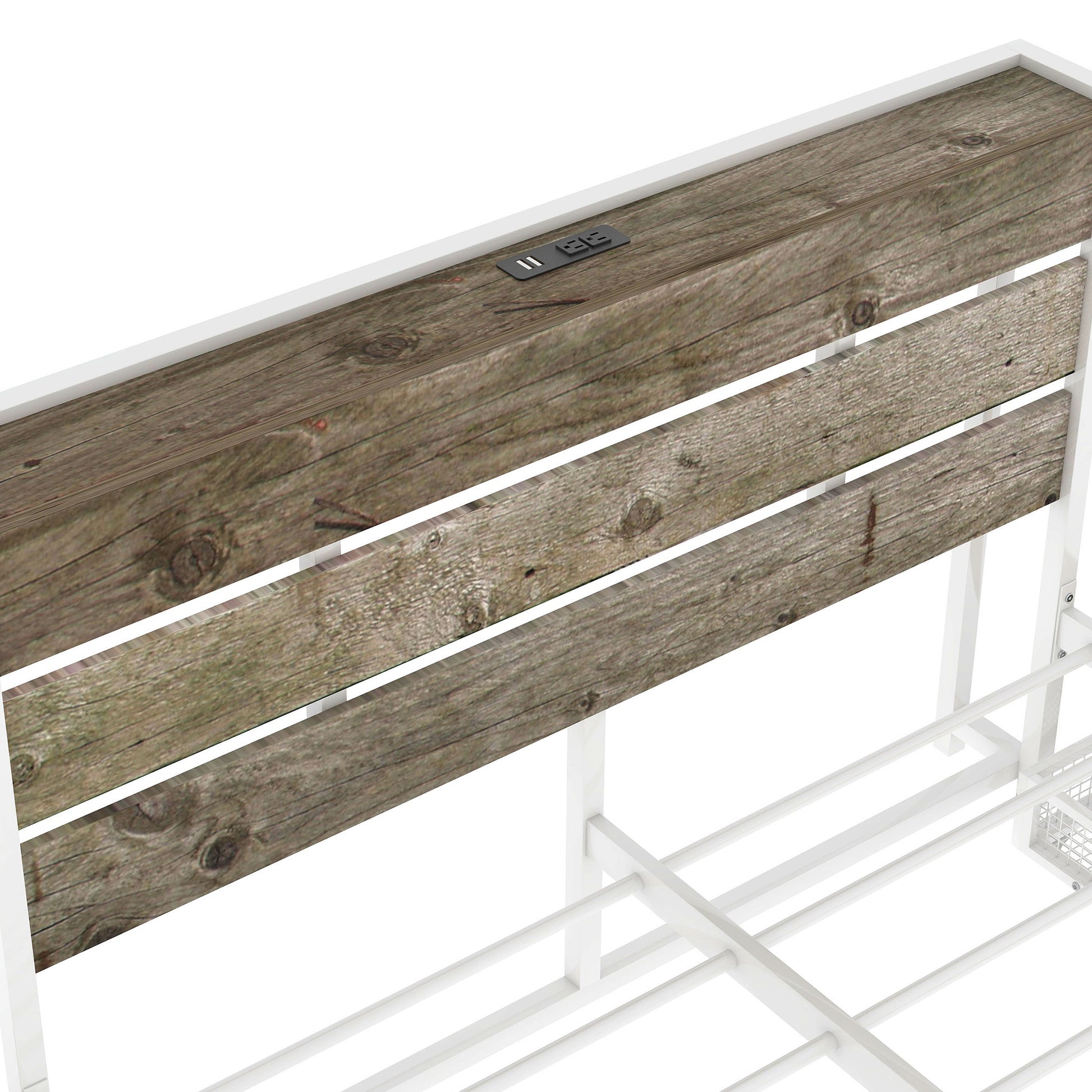 Metal Platform Bed With Four Drawers, Sockets And Usb Ports, Full, White Full White Mdf Metal