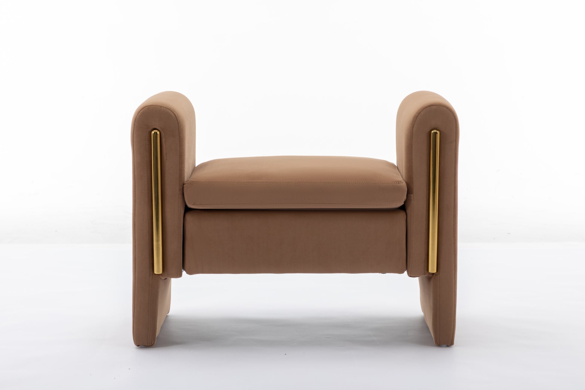 031 Velvet Fabric Single Bench Shoe Bench Makeup Bench For Bedroom Indoor,Coffee Wood Bedroom Brown Solid Eucalyptus Wood Tufted Coffee Polyester Velvet Backless Soft Modern Foam Velvet