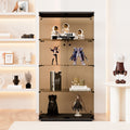 Two Door Tawny Glass Display Cabinet 4 Shelves With Door, Floor Standing Curio Bookshelf For Living Room Bedroom Office, 64.7