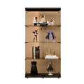 Two Door Tawny Glass Display Cabinet 4 Shelves With Door, Floor Standing Curio Bookshelf For Living Room Bedroom Office, 64.7