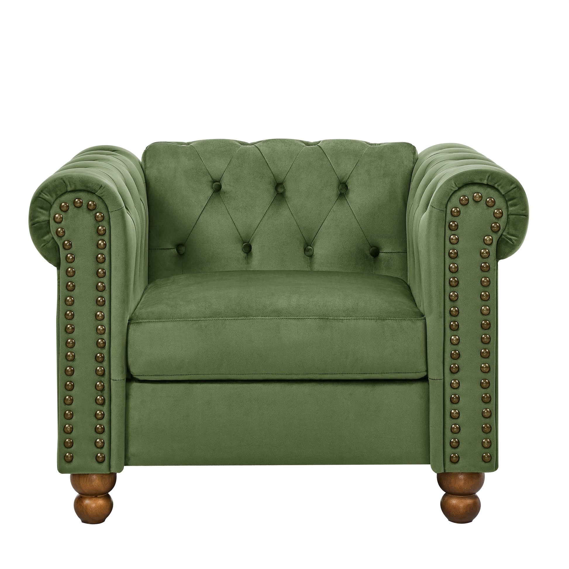 Phoyal Large Chair, Velvet Sofa Classic Tufted Chesterfield Settee Sofa Modern 1 Seater Couch Furniture Tufted Back For Living Room Green Green Velvet Primary Living Space Medium Soft Cushion Back