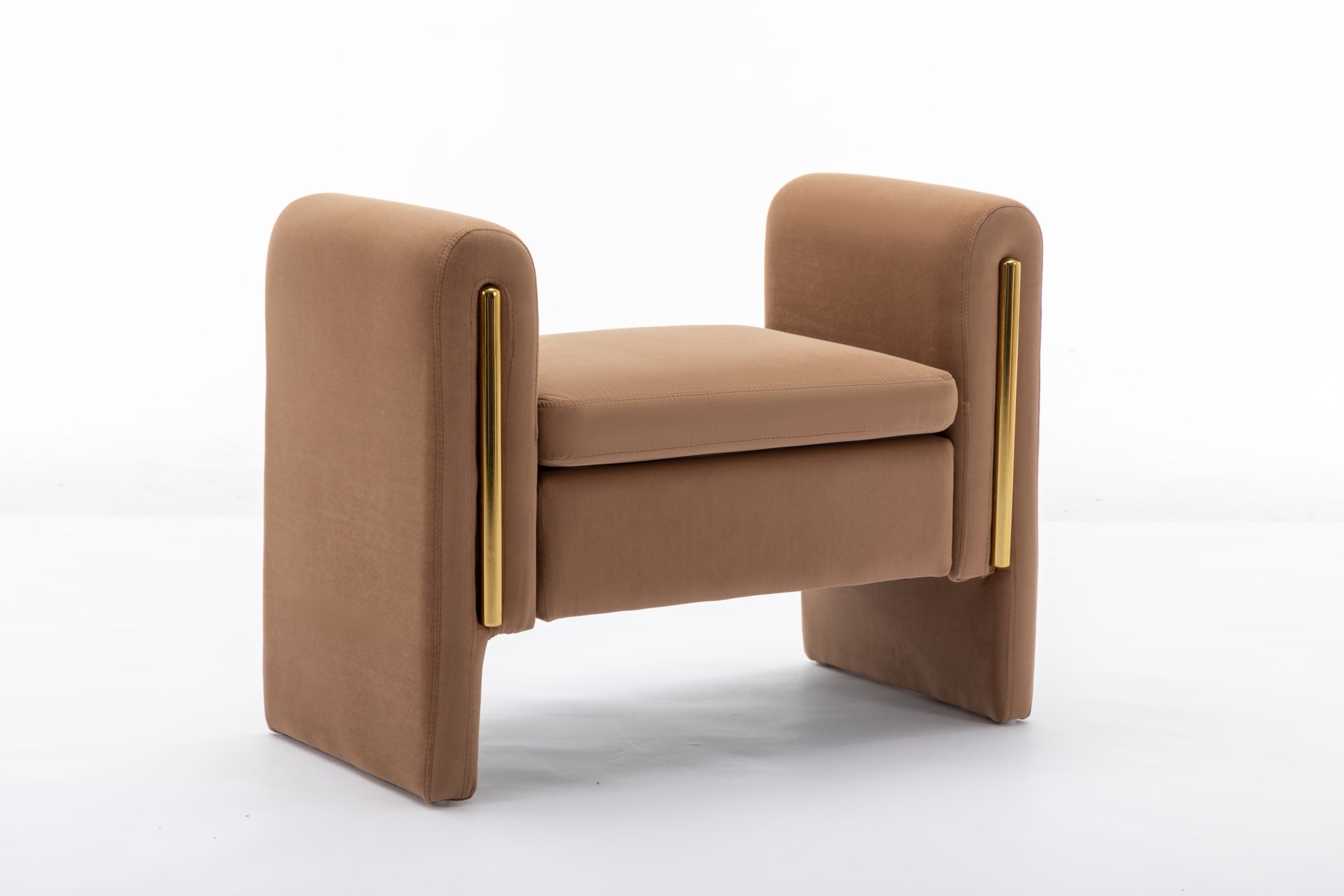 031 Velvet Fabric Single Bench Shoe Bench Makeup Bench For Bedroom Indoor,Coffee Wood Bedroom Brown Solid Eucalyptus Wood Tufted Coffee Polyester Velvet Backless Soft Modern Foam Velvet