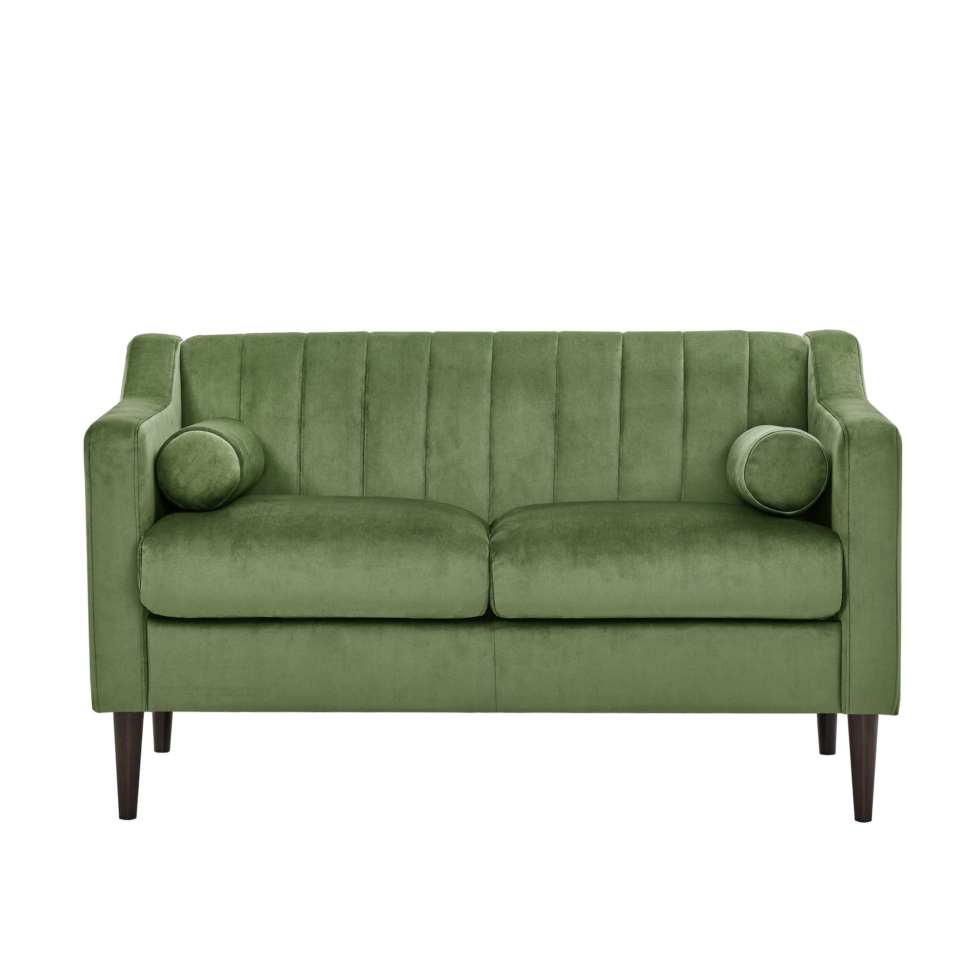 Mid Century Modern Chesterfieldseat Couch, Comfortable Upholstered Sofa With Velvet Fabric And Wooden Frame And Wood Legs For Living Room Bed Room Office Green 2 Seats Green Brown Wood Soft Velvet 2 Seat
