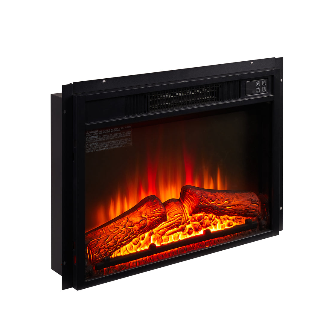 Electric Fireplace Insert 18" 1400W 120V Black Tempered Glass Sheet Metal Plastic