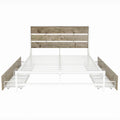 Metal Platform Bed With Four Drawers, Sockets And Usb Ports, Full, White Full White Mdf Metal