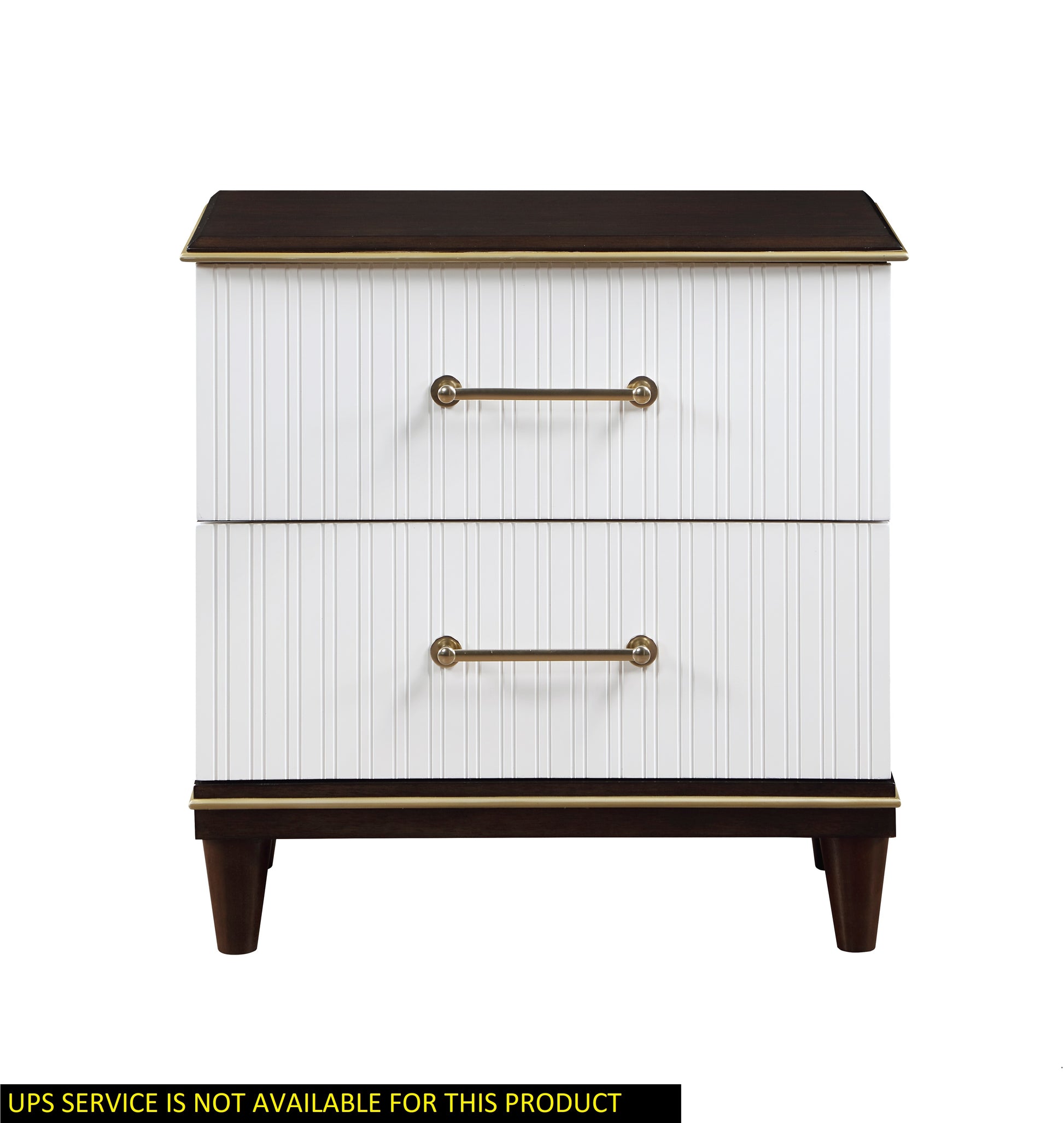 Contemporary White And Cherry Finish 1Pc Two Drawers Nightstand 2 Tone Finish With Gold Trim Modern Bedroom Furniture Multi 2 Drawers Bedroom Contemporary,Modern Drawers Wood