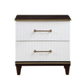 Contemporary White And Cherry Finish 1Pc Two Drawers Nightstand 2 Tone Finish With Gold Trim Modern Bedroom Furniture Multi 2 Drawers Bedroom Contemporary,Modern Drawers Wood