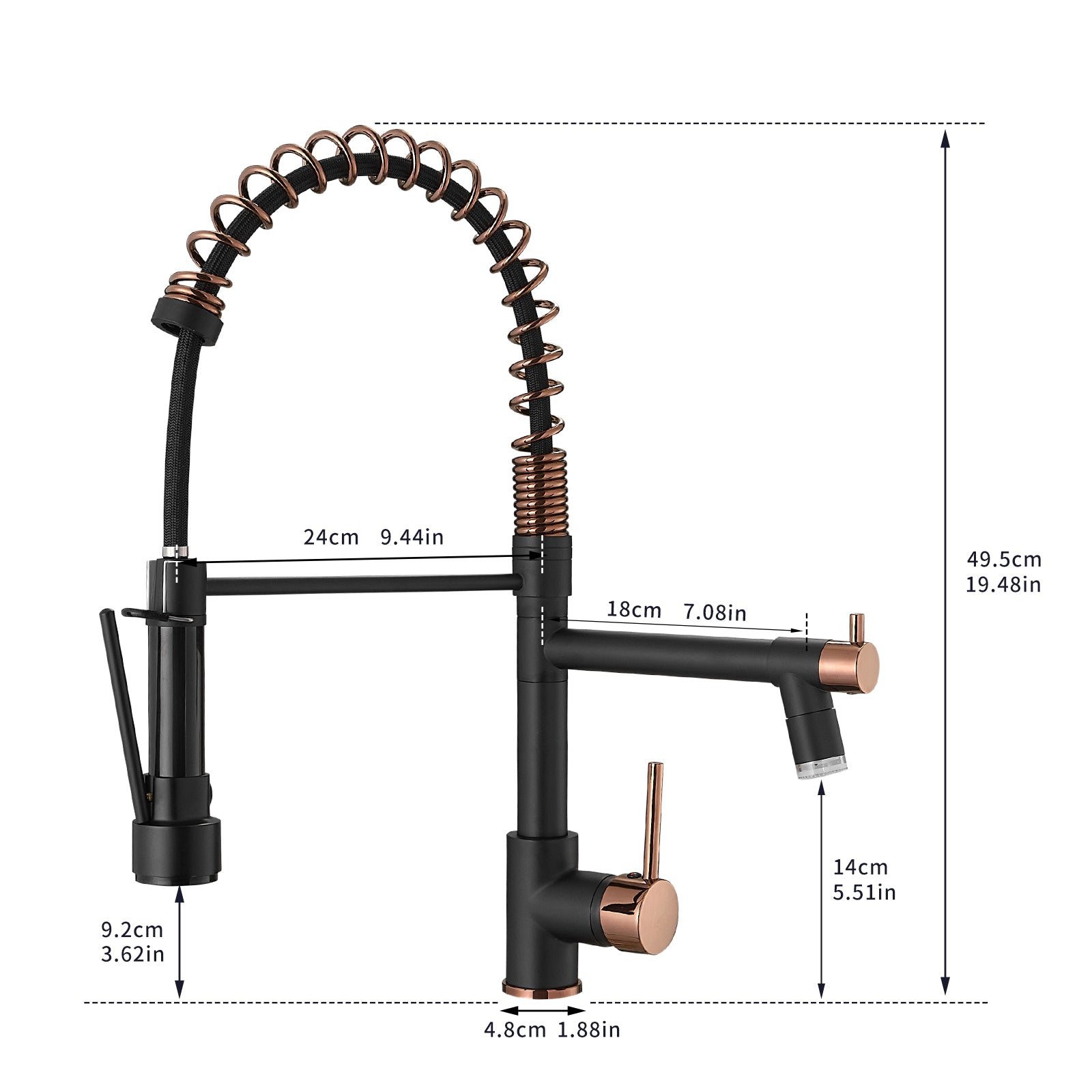 Commercial Kitchen Faucet With Pull Down Sprayer, Single Handle Single Lever Kitchen Sink Faucet Black Gold Kitchen Contemporary Ceramic Brass