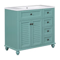 36'' Bathroom Vanity with Undermount Sink,Free 2-blue-green-2-1-soft close