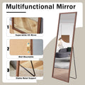 Third Generation Packaging Upgrade, Thickened Border, Brown Wood Grain Solid Wood Frame Full Length Mirror, Dressing Mirror, Bedroom Entrance, Decorative Mirror, And Floor Standing Mirror.65