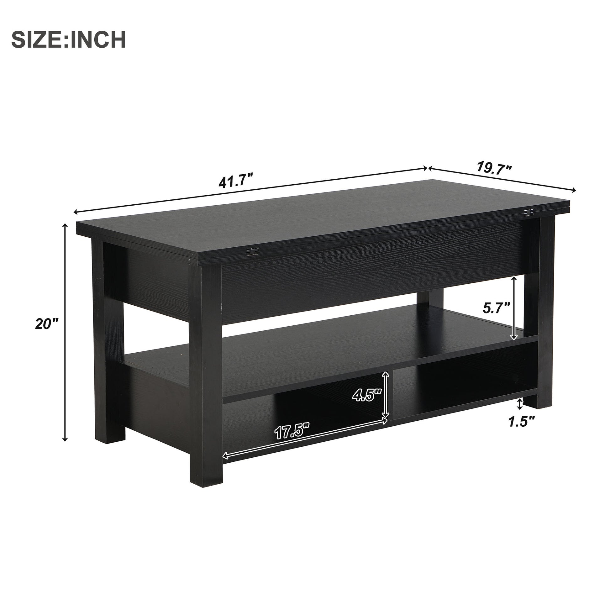 Lift Top Coffee Table, Multi Functional Coffee Table With Open Shelves, Modern Lift Tabletop Dining Table For Living Room, Home Office, Black Black Primary Living Space Particle Board