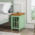 Nightstand with Storage Cabinet & Solid Wood Tabletop green-iron