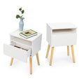 2 Piece Modern Bedside Table, Bedroom Coffee Table With Drawers, Shelves, Living Room Bedside Furniture, White White Particle Board