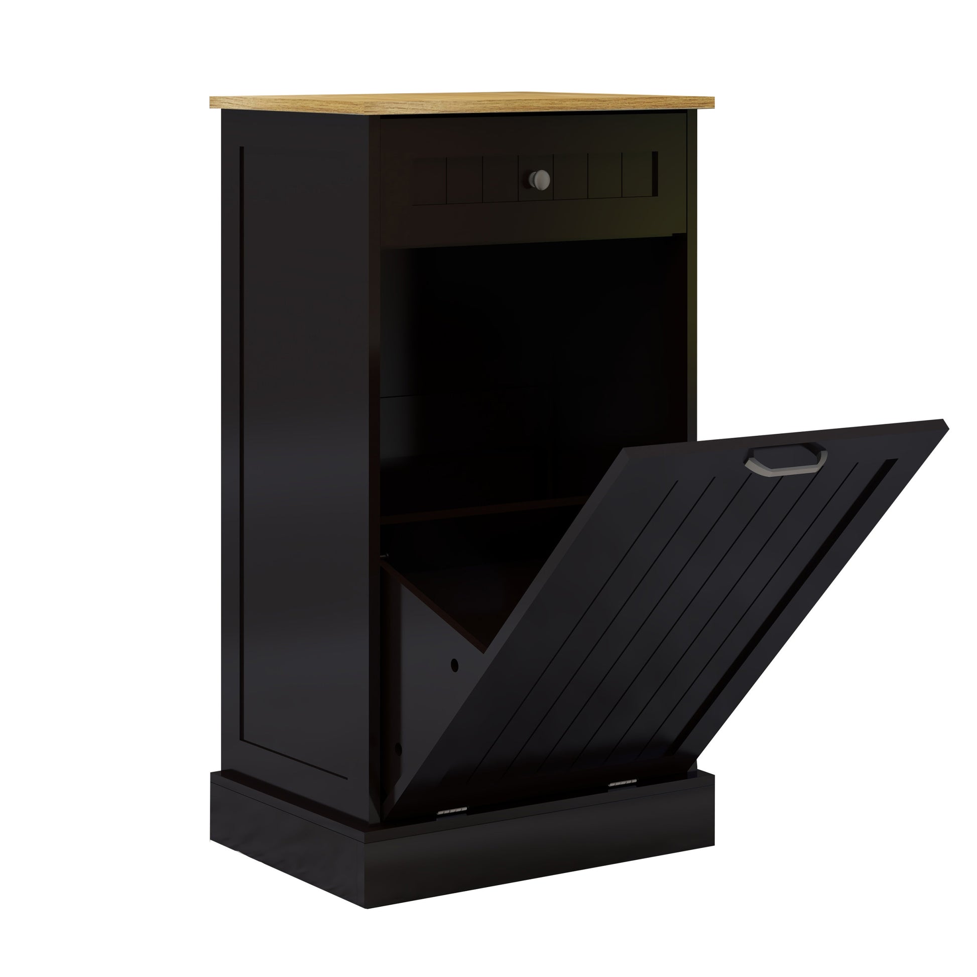 One Drawers And One Compartment Tilt Out Trash Cabinet Kitchen Trash Cabinet Black Black Mdf