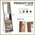 Third Generation Packaging Upgrade, Thickened Border, Brown Wood Grain Solid Wood Frame Full Length Mirror, Dressing Mirror, Bedroom Entrance, Decorative Mirror, And Floor Standing Mirror. 57.9