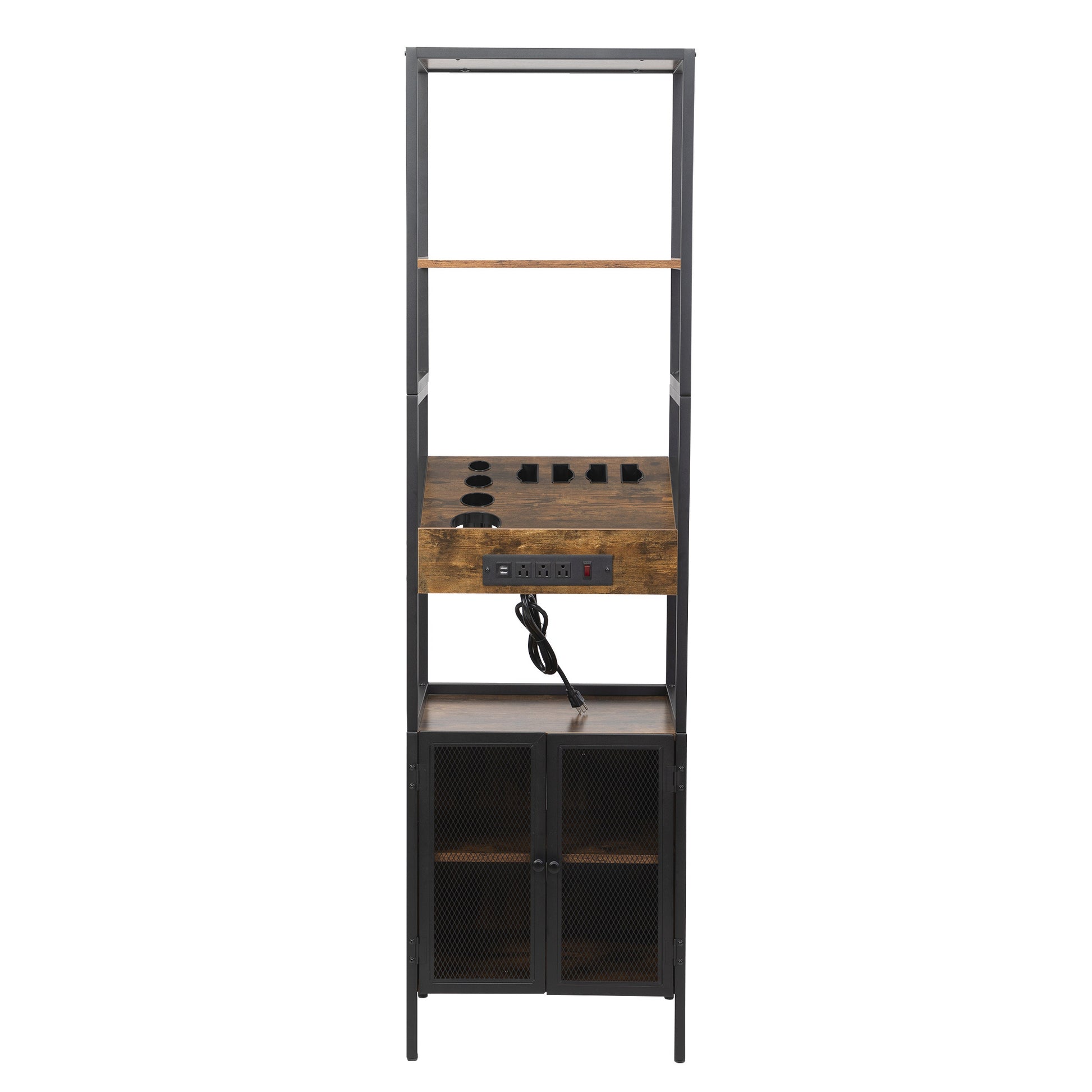 Salon Storage Cabinet with Open Shelves and Hair