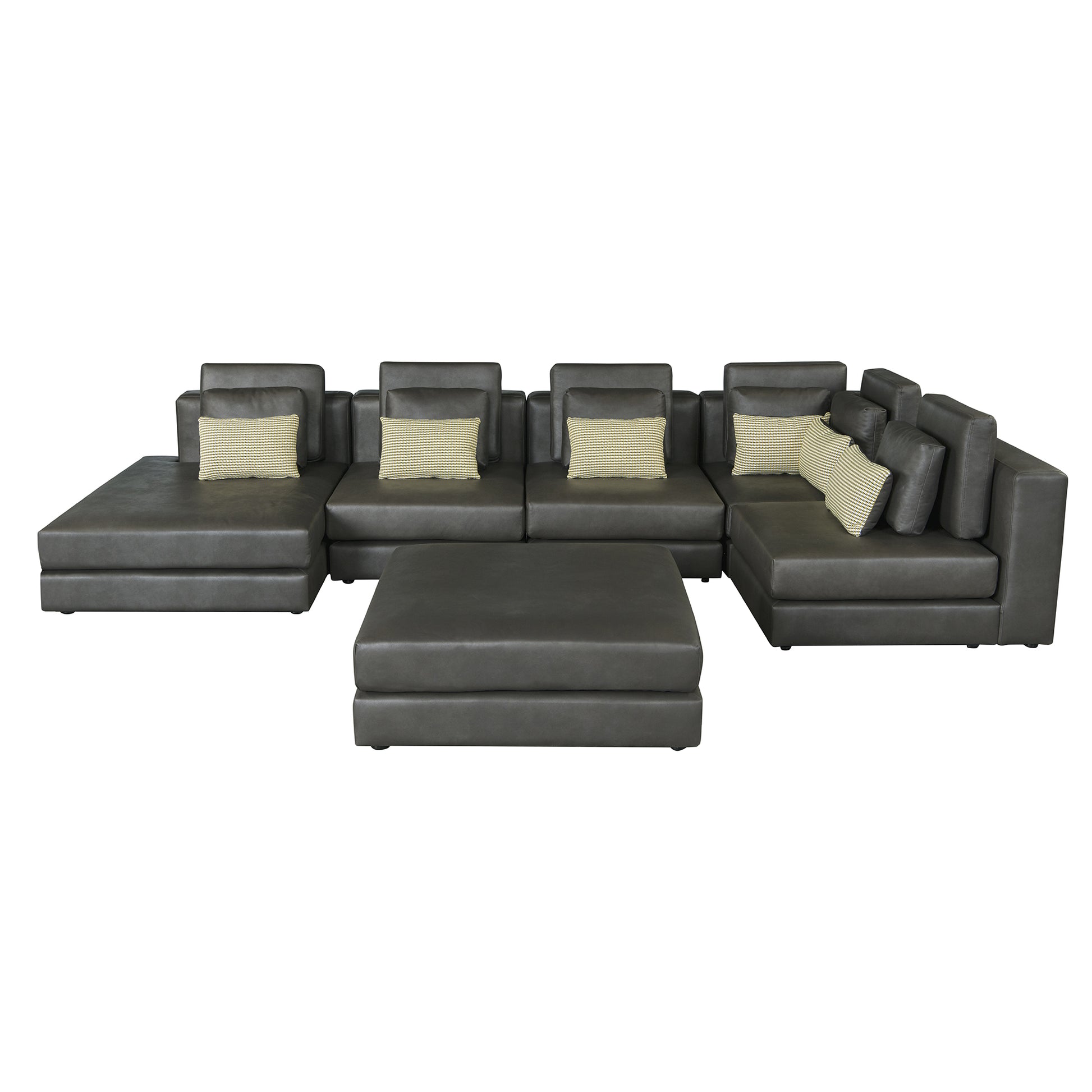 112.7" Modular Sectional Sofa Corner Sofa Chaise Lounge With Movable Ottoman For Living Room, Black Black Foam Palomino Fabric