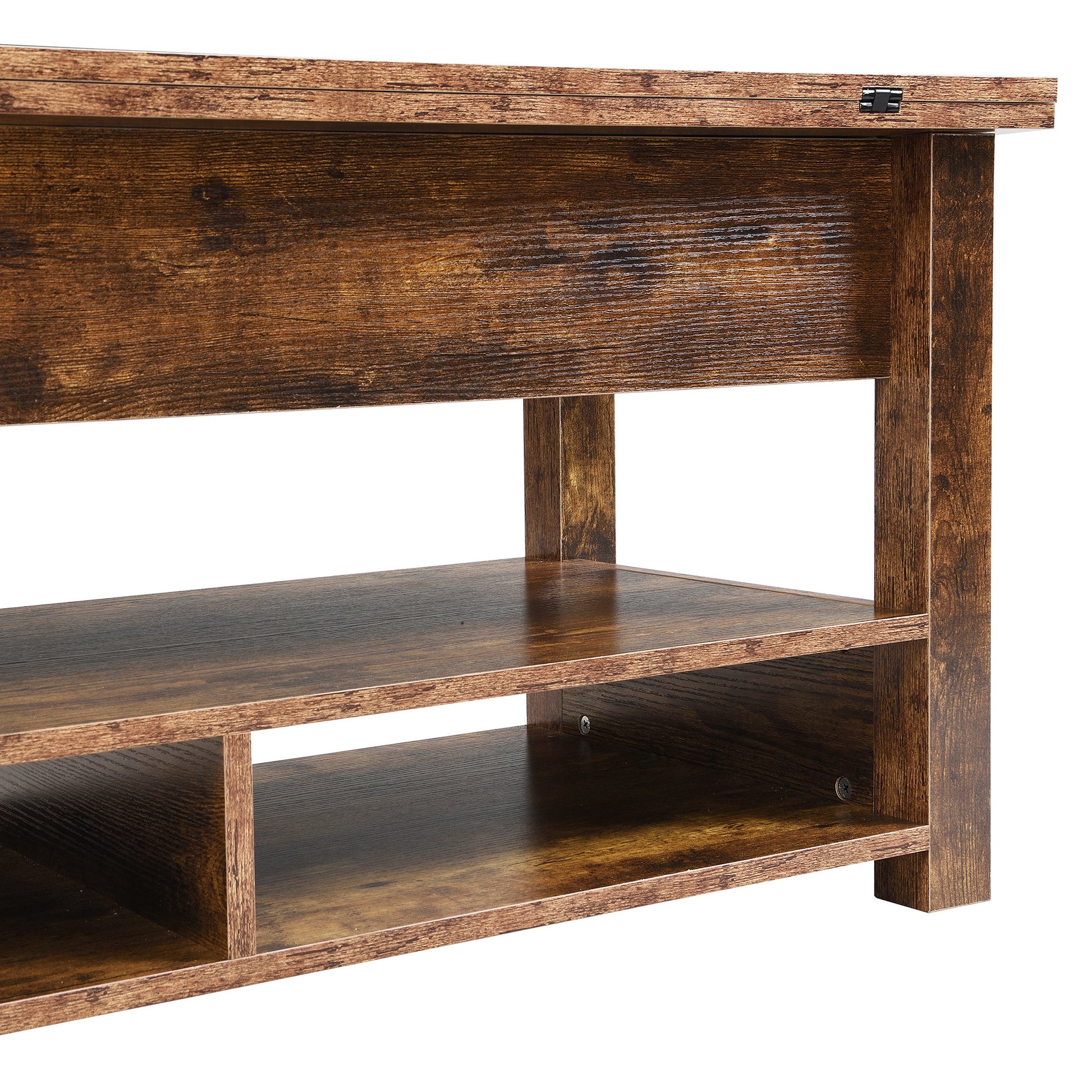 Lift Top Coffee Table, Multi Functional Coffee Table With Open Shelves, Modern Lift Tabletop Dining Table For Living Room, Home Office, Rustic Brown Rustic Brown Primary Living Space Particle Board