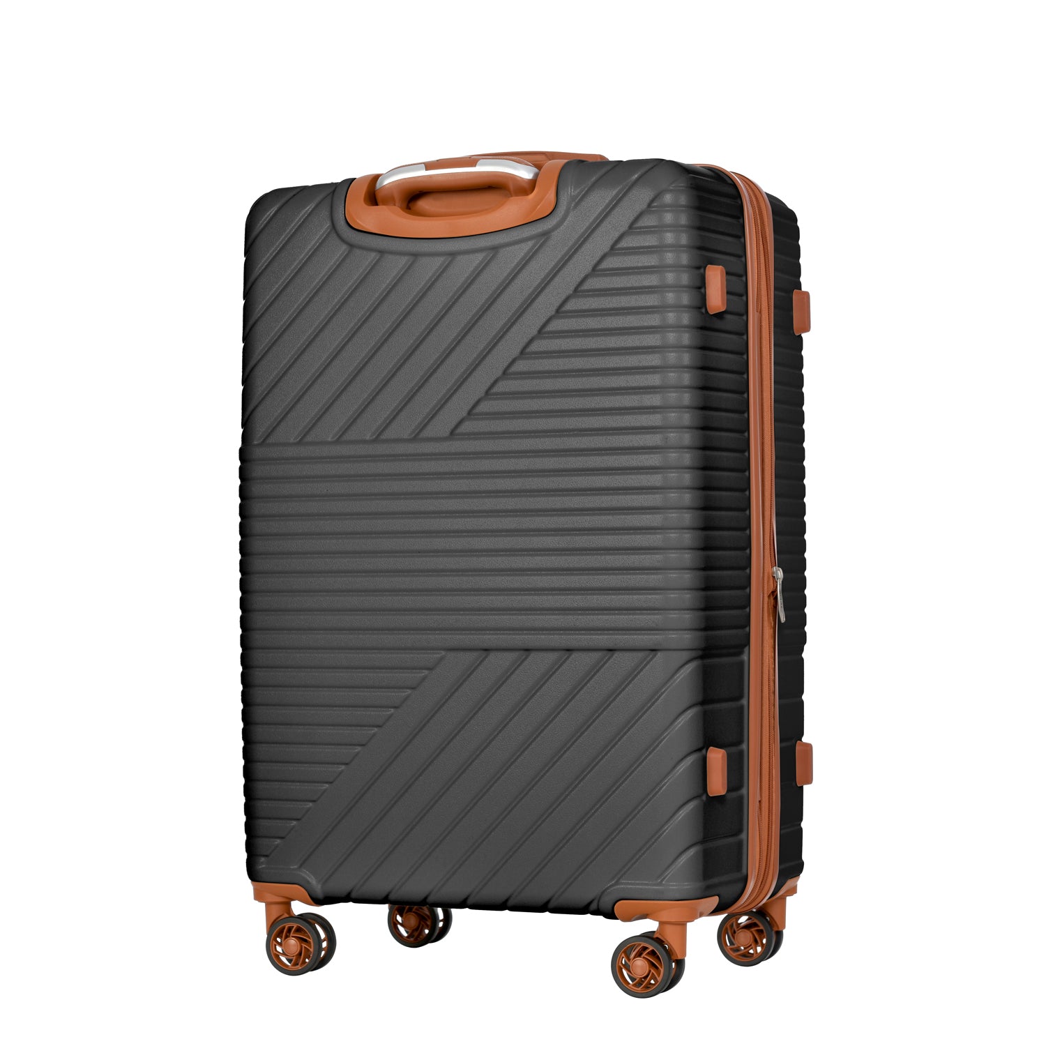 Hardshell Luggage Sets 3 Piece double spinner 8 wheels black brown-abs