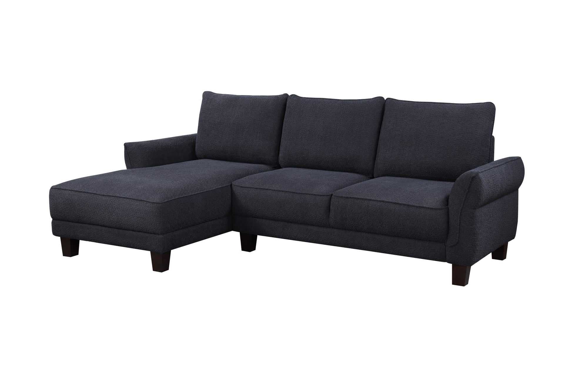 Belle 96" Black Sherpa Sectional Sofa With Left Facing Chaise Black Sherpa