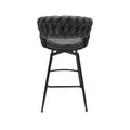 Technical Leather Woven Bar Stool Set Of 2,Black Legs Barstools No Adjustable Kitchen Island Chairs,360 Swivel Bar Stools Upholstered Counter Stool Arm Chairs With Back Footrest, Tan Metal Black Brown Kitchen Dining Chairs Foam Technical Leather