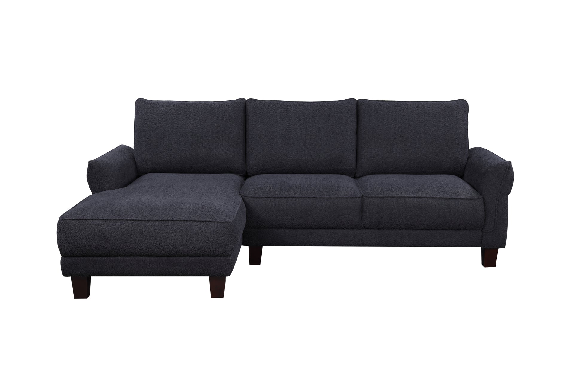 Belle 96" Black Sherpa Sectional Sofa With Left Facing Chaise Black Sherpa