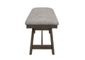 1Pc Dark Brown Finish Transitional Bench Upholstered Seat Gray Linen Look Fabric Wooden Furniture Brown Solid Wood