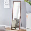 Third Generation Packaging Upgrade, Thickened Border, Brown Wood Grain Solid Wood Frame Full Length Mirror, Dressing Mirror, Bedroom Entrance, Decorative Mirror, And Floor Standing Mirror. 57.9