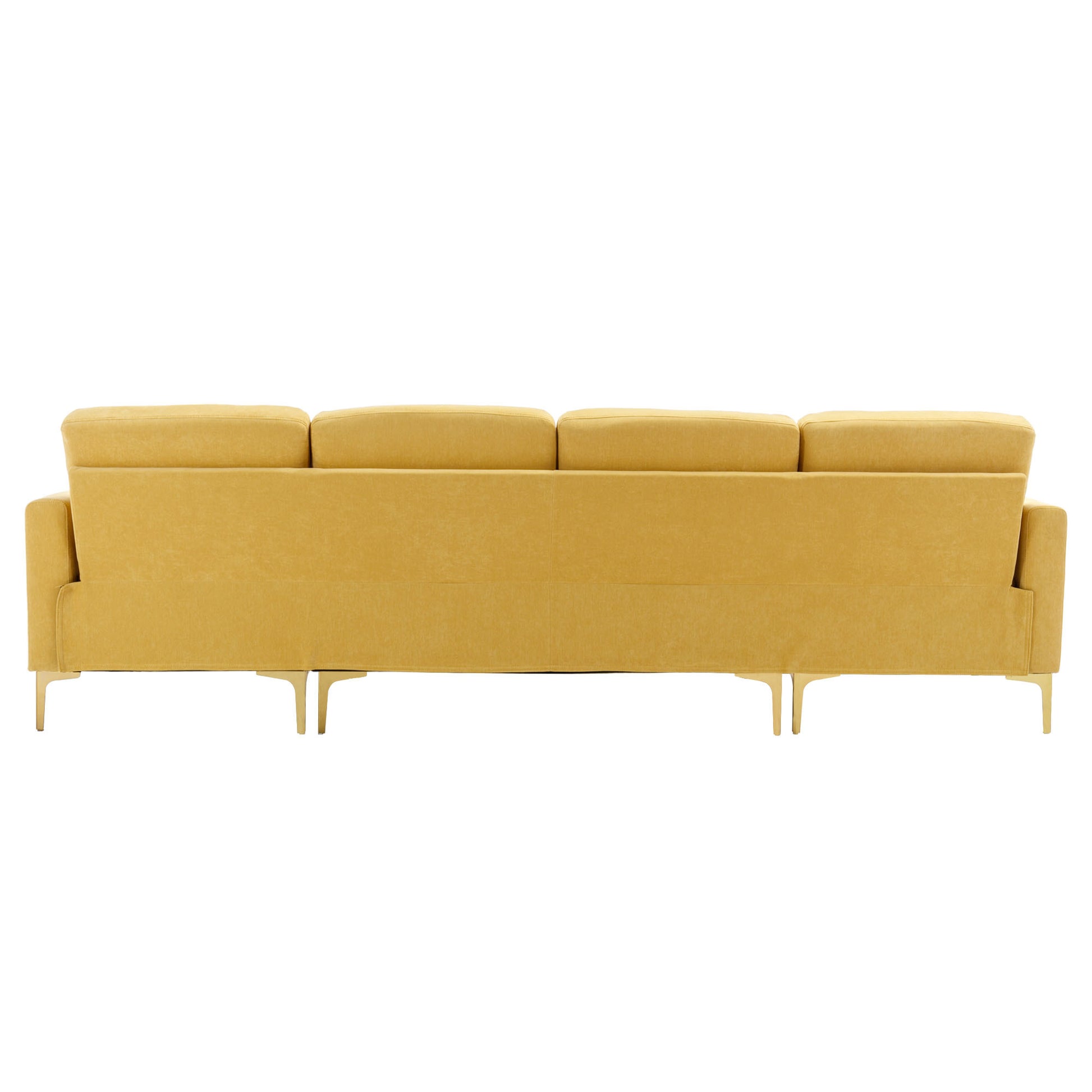 110" L Shape Convertible Sectional Sofa Couch With Movable Ottoman For Living Room, Apartment, Office, Yellow Yellow Foam Velvet 4 Seat