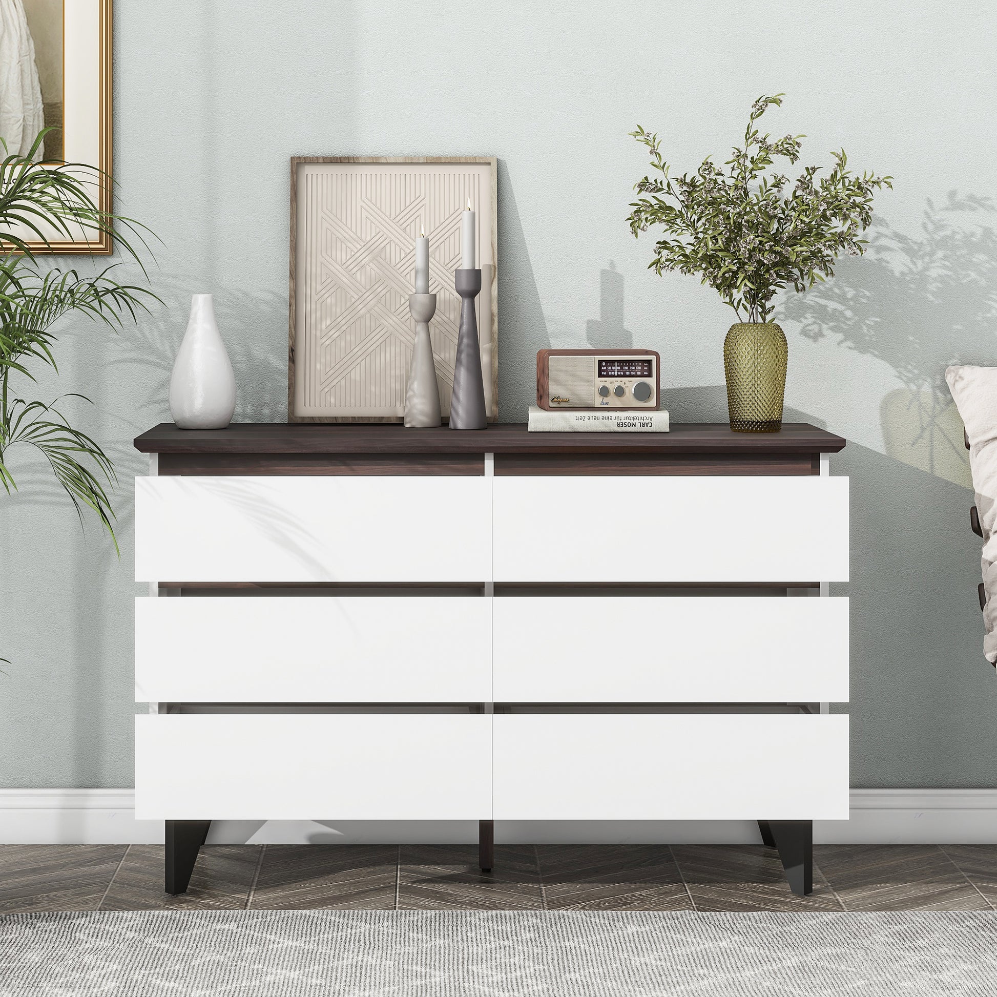 6 Drawer Double Dresser With Wide Drawers,White Dresser For Bedroom, W 6 Drawer Double Dresser With Wide Drawers,White Dresser For Bedroom, W